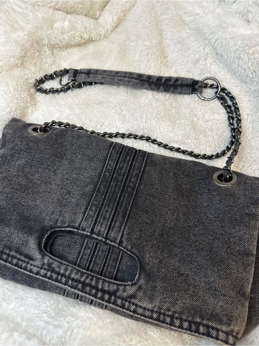 Dolls Denim Black Shoulder Bag with Chain-Strap- Women’s Stylish Essentials
